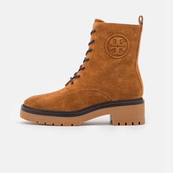 Tory Burch Miller embossed suede combat boots - Picture 2 of 14